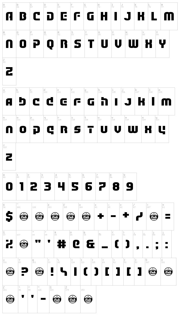 53 Dollars And 92 Cents font map